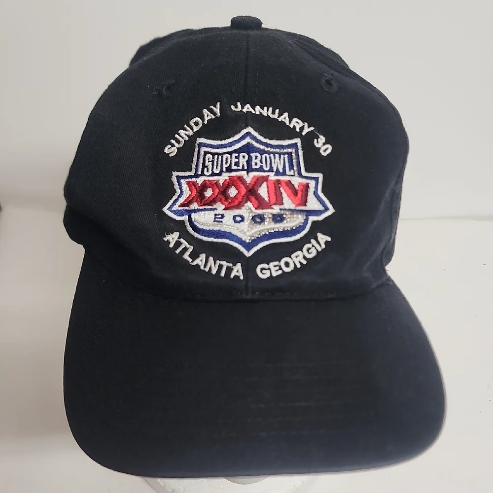 Vintage Super Bowl 2000 XXXIV NFL Logo 7 Black Cap Los Angeles Rams Football